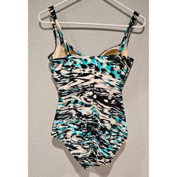 TrimShaper Woman Size 12 One Piece Slimming Swim Suit Ruched Tummy Control - Picture 2 of 6